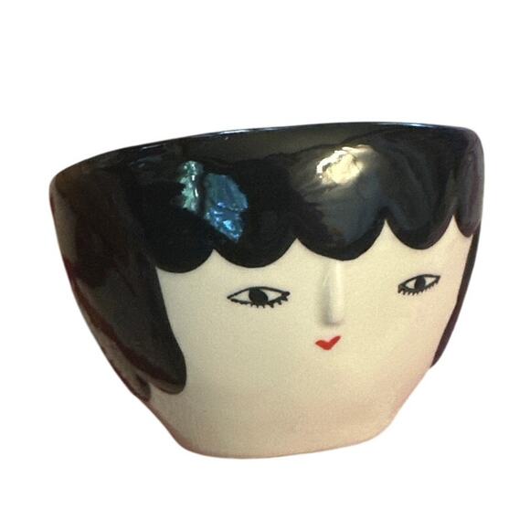 Anthropologie Kinska Raya Face Pot Ceramic Planter Girl Face Succulent Painted - Picture 1 of 8
